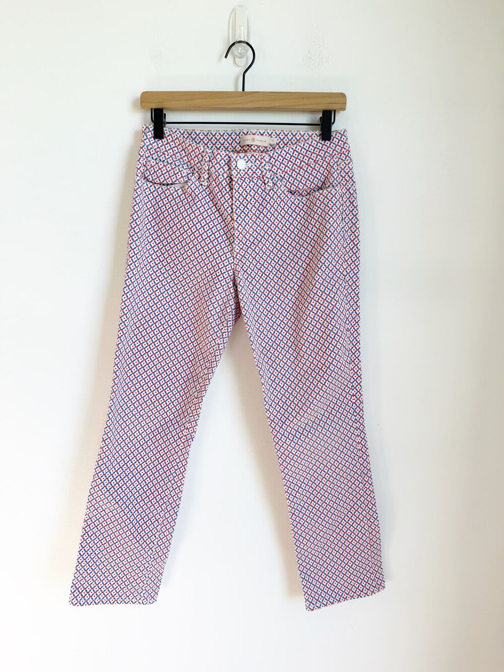 Tory Burch Regan Cropped Straight Leg Jeans Pants New Ivory Ocho Rios Size 27